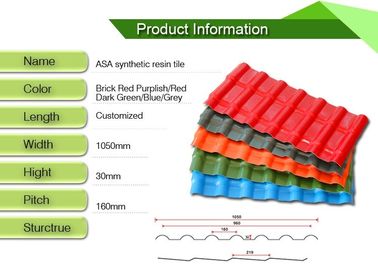 Construction Material Upvc Roof  Tiles /  Blue Or Green House Roof Cover