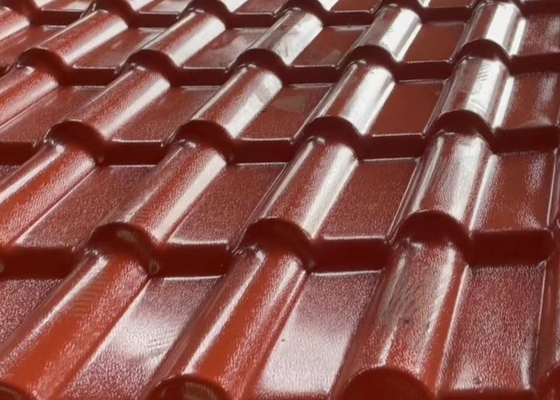 1050mm Width ASA Spanish Bamboo Roof Sheet Brick Red Color